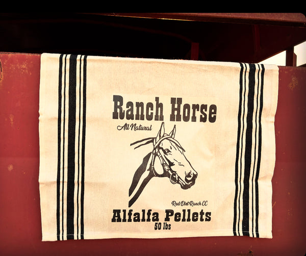 RDR Ranch Horse Alfalfa Pellets Dishtowel Black