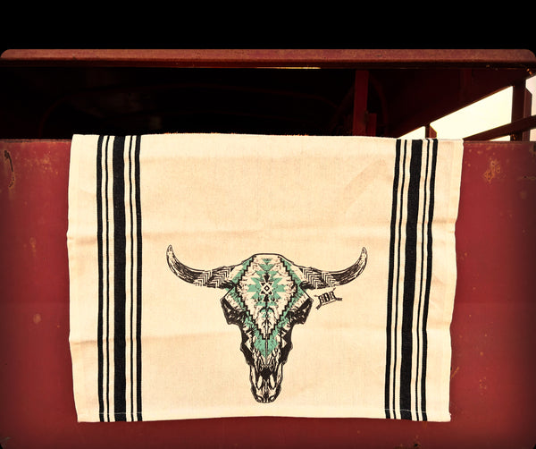 RDR Southwest Bull Skull Dish Towel Black