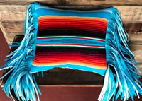 Wild West Show Pillow Turquoise Fringe