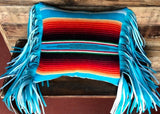 Wild West Show Pillow Turquoise Fringe