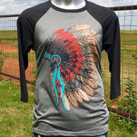 Charcoal Southwest Headdress Triblend Baseball