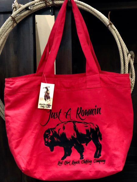 RDR Canvas Embroidered Zip Tote Red