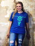 RDR Bull Skull Heather Royal Triblend