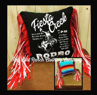Fiesta Creek Black Red Fringe Pillow