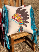 Prairie Headdress Pillow Turquoise Pillow