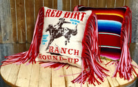 Red Dirt Round-Up Red Fringe Brown Bronc Pillow